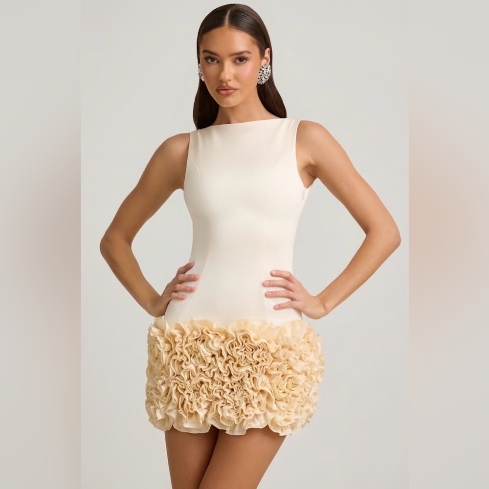 Oh Polly Cream and Tan Mini Dress